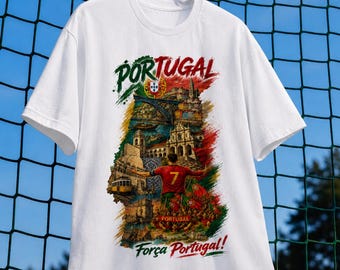 Portugal WK 2026 png, Portugal T-shirtontwerp, voetbalfan png, sublimatie T-shirt grafisch, afdrukbaar Portugal voetbalkunstwerk
