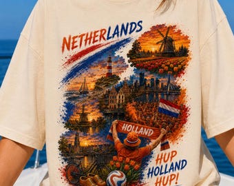 WK 2026 Nederland grafisch T-shirt voetbalfankleding-Nederland voetbalshirtontwerp (digitale download)