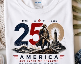 America 250 Shirt, 4th of July T-Shirt, Patriotic USA Tee, Vintage America 1776 2026 Shirt, George Washington Independence Day Tee.