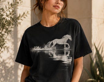 Running Horse Shirt | Freedom Spirit Graphic Tee | Wild Soul Horse T-Shirt | Black Aesthetic Horse Art Shirt | Nature Inspired Unisex Tee