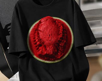 Watermelon Heart Graphic Tee | Aesthetic Indie Shirt | Surreal Fruit Art T-Shirt | Emotional Art Tee | Unique Alternative Streetwear Gift