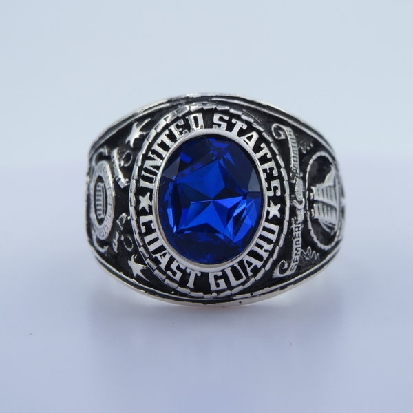 01, ring , Us Coast Guard RING , uscg ring , Semper paratus , Always Ready , US size: 9.5 , solid sterling 925 ,allow 9 days to mail out