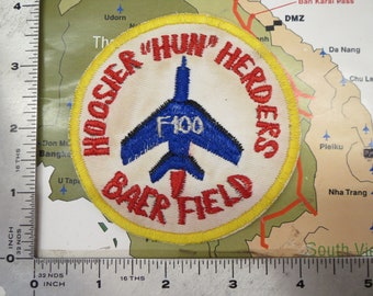 vietnam war patch , patch , USAF F-100 Hoosier "HUN" Herders Baer Field   ,, having ,, vietnam war , korea war