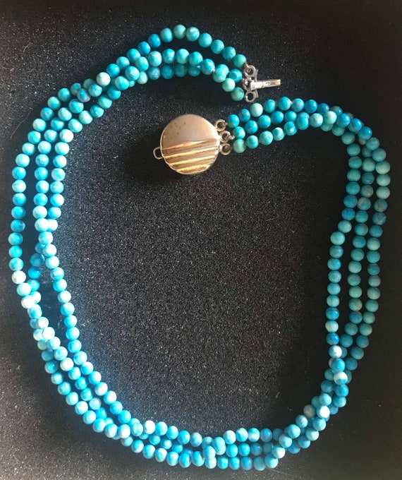 3-strand turquoise color beads necklace - image 5