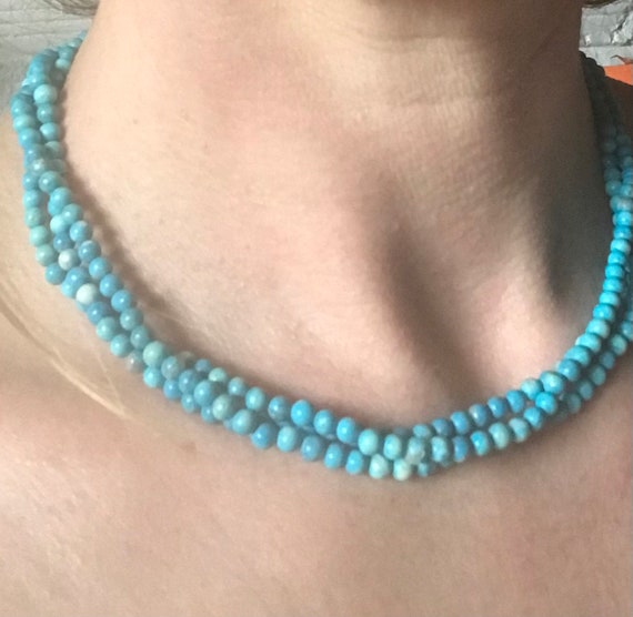 3-strand turquoise color beads necklace - image 1