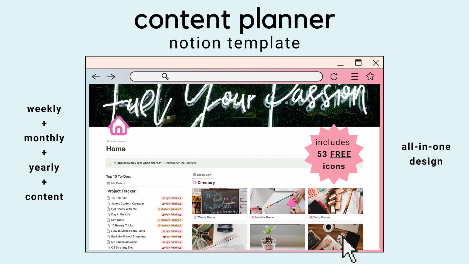 Content Planner Notion Template Social Media Notion Template Content Content Planner Notion Template Social Media Notion Template Content