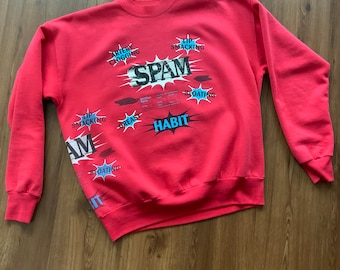 Vintage 90s artist SPAM Sweatshirt 1980s Comic book 1990s Novelty Art Clown Food Sweatshirt