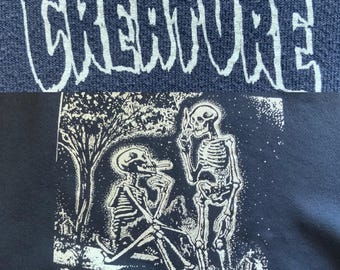 Vintage 90s NHS CREATURE Blunt Sweatshirt - 1990S Marijuana Skeletons -  Smoking Skulls Longsleeve - Santa Cruz Skate Goth Punk