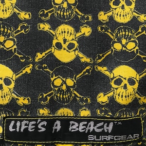 Vintage 80s Life's A Beach Surfgear Yellow Punk Skull Shorts 1980s