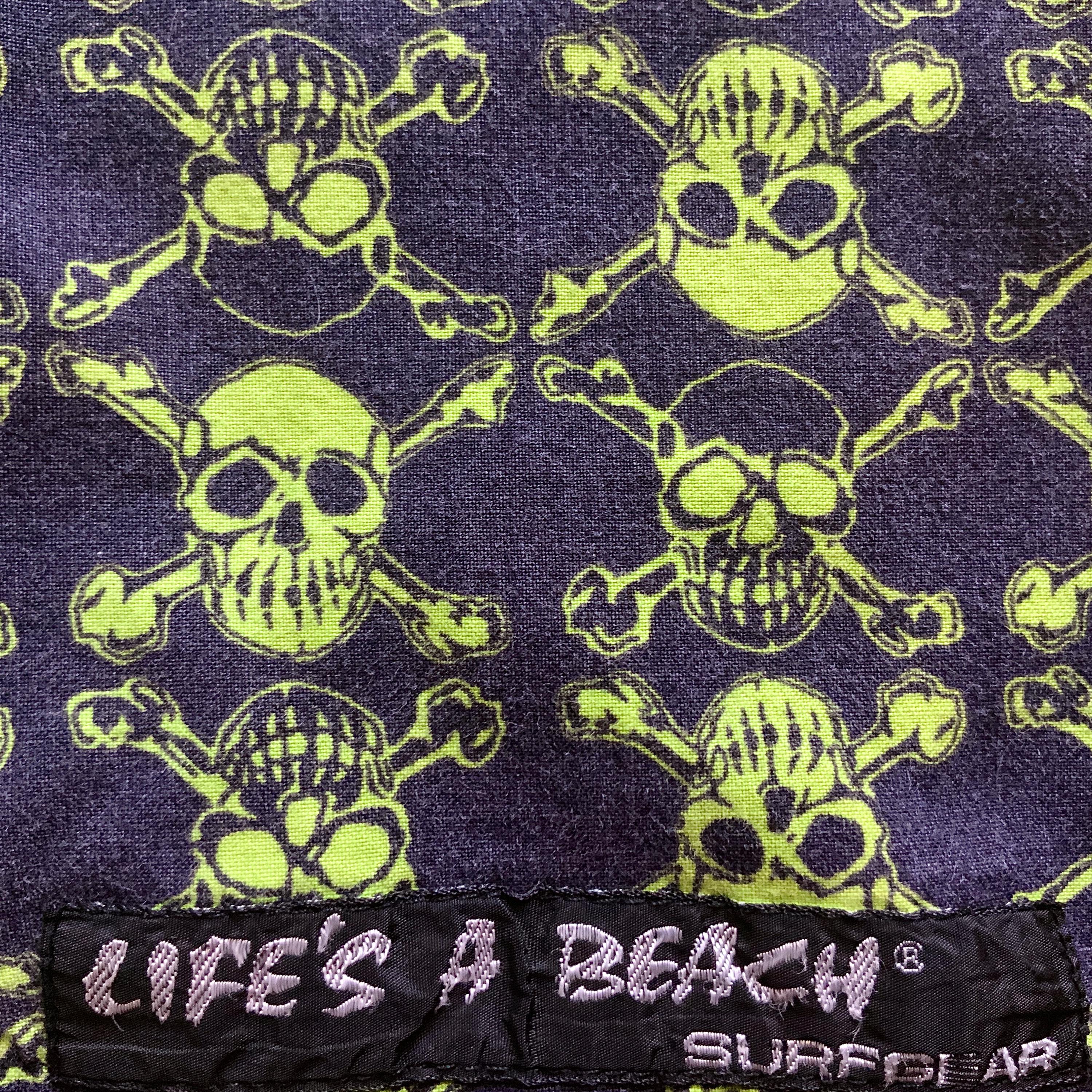 Vintage 80s Life's A Beach Surfgear Punk Skull Shorts - 1980s