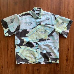 Vintage 80s Cactus Club Los Angeles Shirt - Parrot Fish Button Up - 1980s Hawaiian - Rockabilly Surf Punk All Over Print