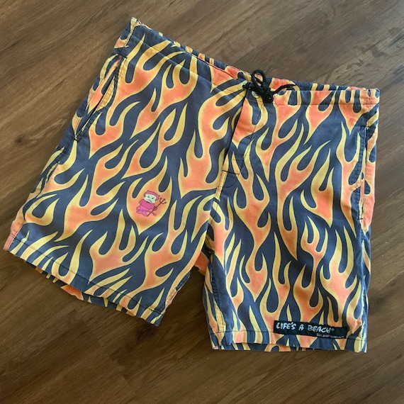 冬ギフト セ A Life's 80s Vintage Beach Shorts Hell Flames Devil Surfgear ウエア