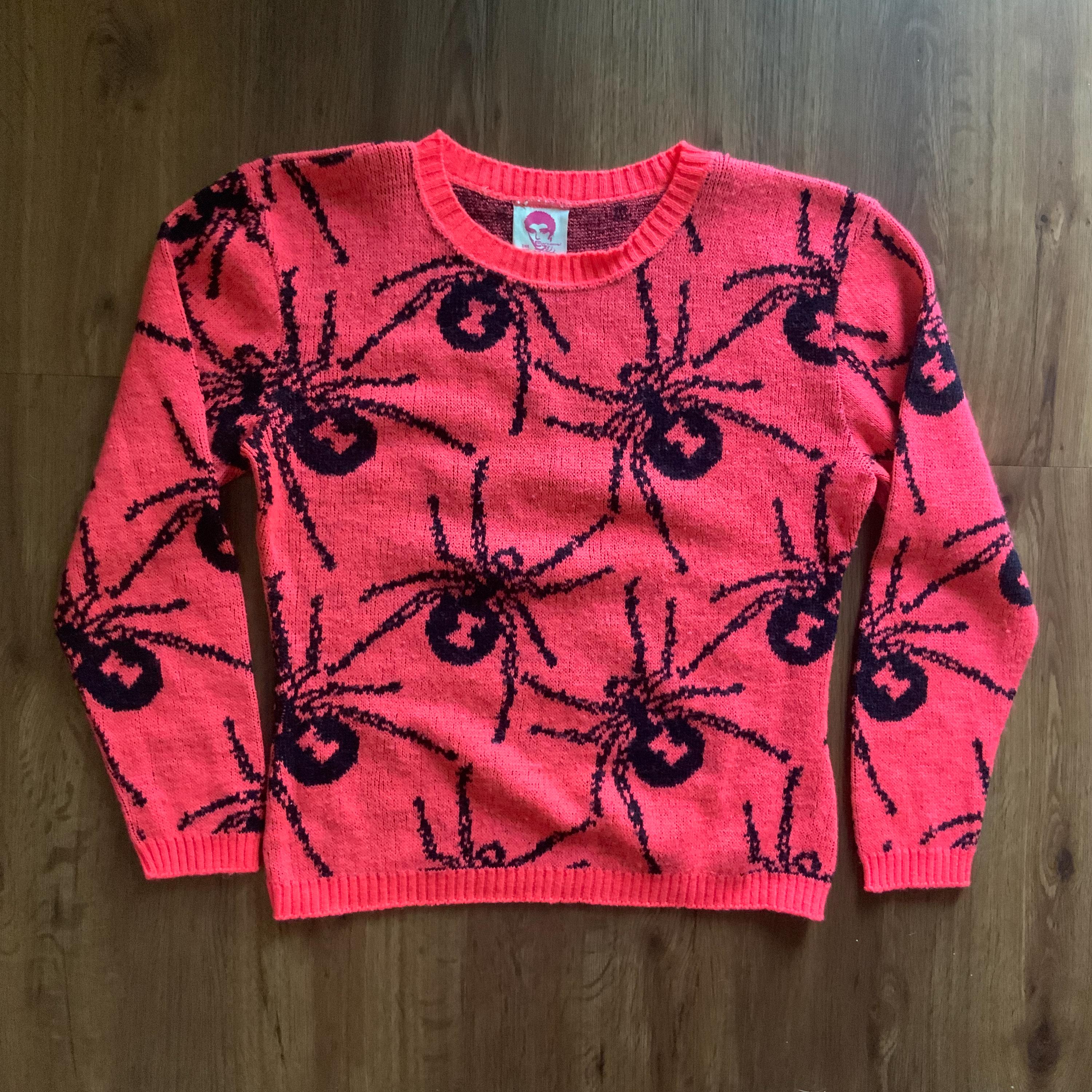 Vintage 80s Betsey Johnson Punk Label Spiders Sweater - 1980s New
