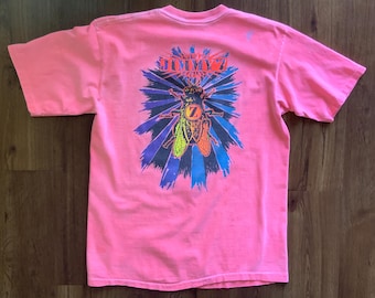 Vintage 90s Jimmy’z Velcro Fly Tee - 1990s Pink Flies New Wave Skate Punk T-Shirt
