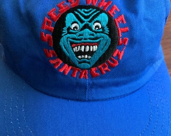 Vintage 90s Jim Phillips Santa Cruz Speed Wheels Hat - 1990s SC