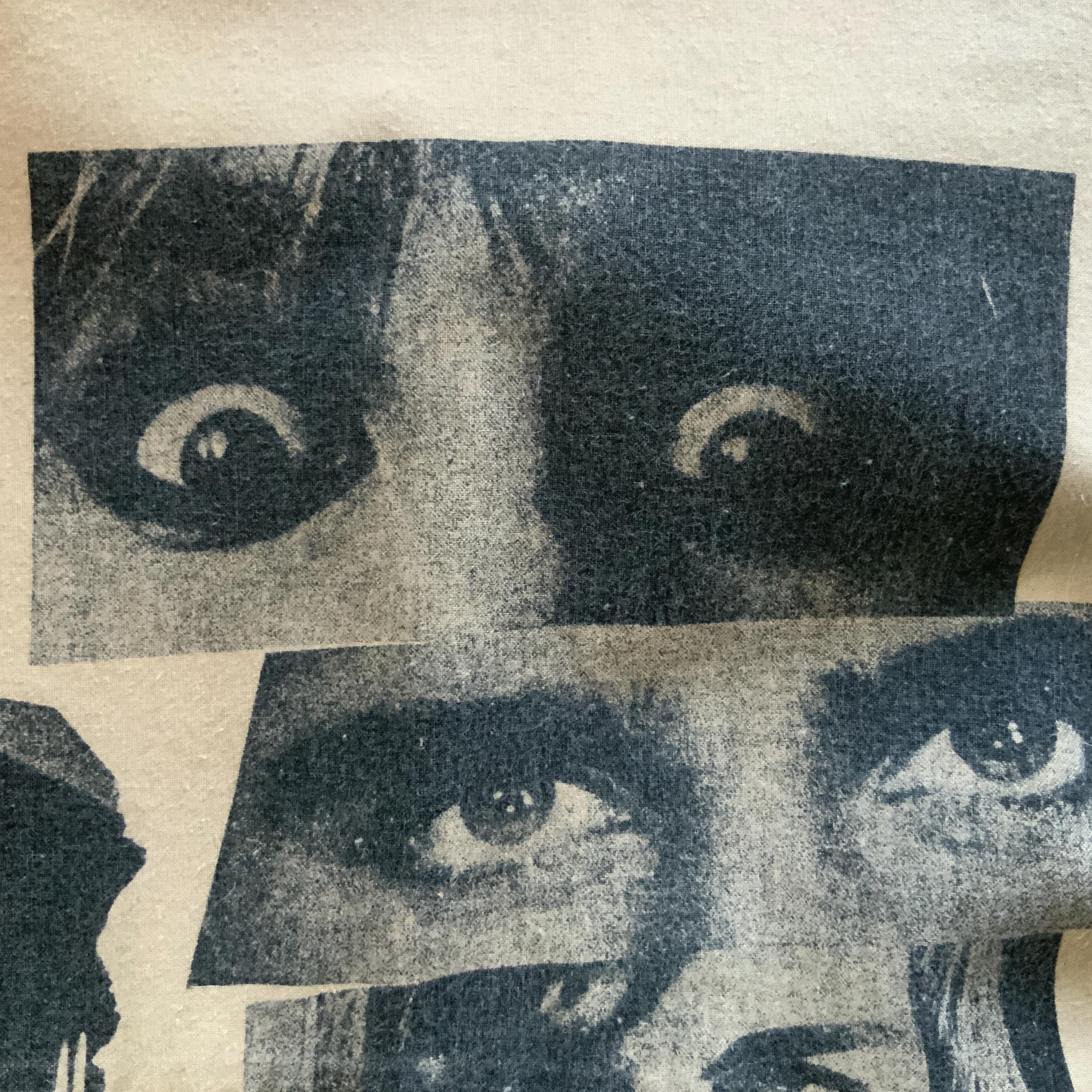 Vintage 80s JIMMY'Z Blazer All Over Print Eyes Faces 1980s