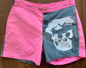 Vintage 80s Life's A Beach Surfgear Punk Skull Shorts 1980s