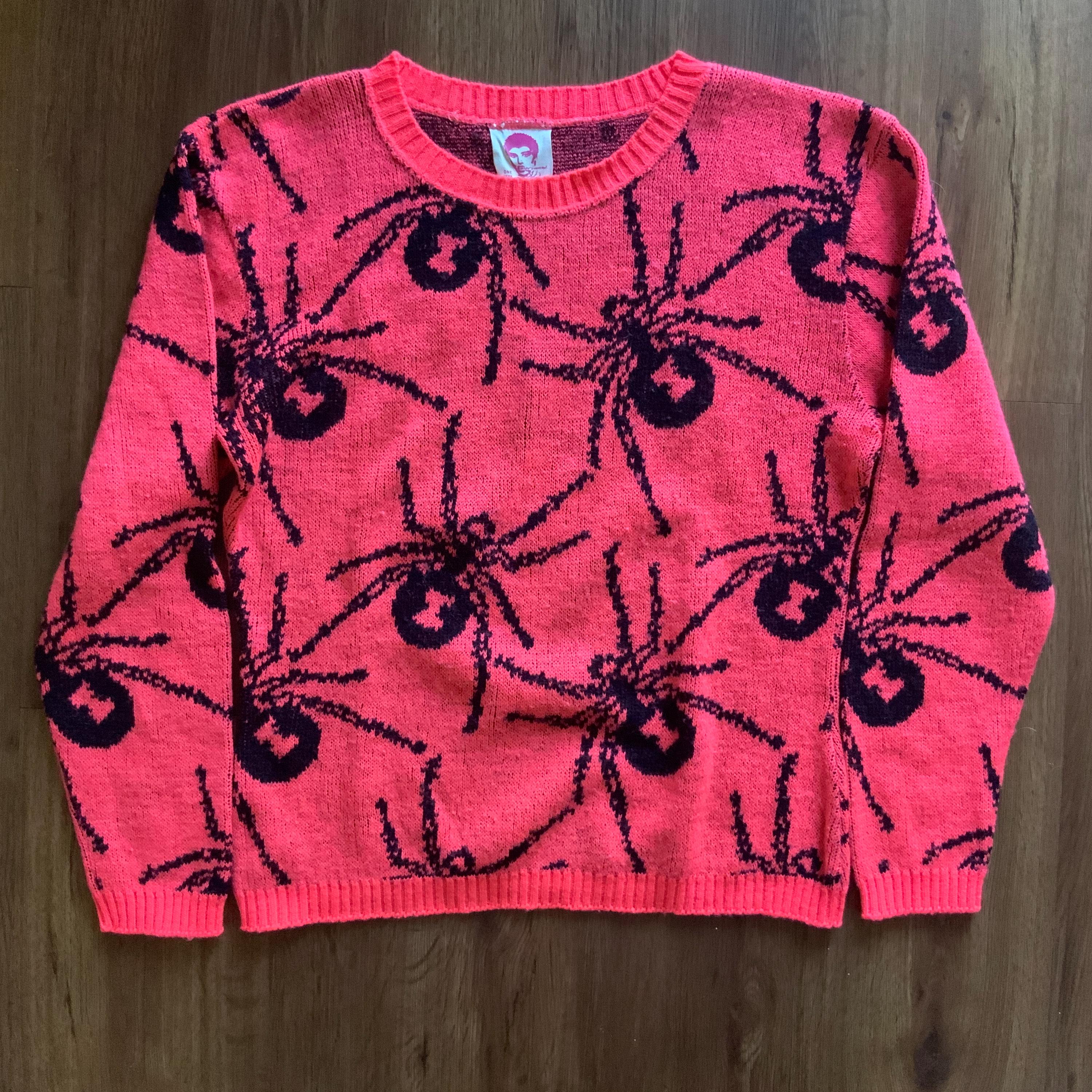 Vintage 80s Betsey Johnson Punk Label Spiders Sweater - 1980s New
