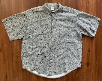 Vintage 80s Vision Street Wear Bone Yard Shirt - 1980s Black White Skeleton Streetwear Button Up - VSW New Wave Goth Skate Punk