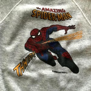 Vintage 70er Jahre Marvel Comics Spiderman Sweatshirt 1970er Sears Superhero Spider Man Comic-Animation Jumper 1976 Bild 1