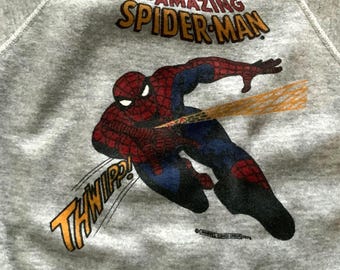 Vintage 70s Marvel Comics Spiderman Sweatshirt 1970’s Sears Superhero Spider man Comic book Animation Jumper 1976