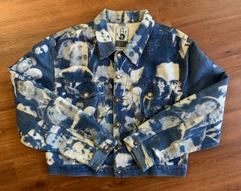 Vintage 90s Jean Paul Gaultier Jeans - Jacquard Photography Faces - 1990s JPG Jean Jacket Denim