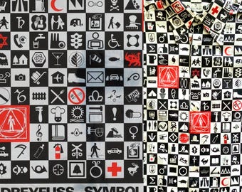 Vintage 70s 80s Symbol Sourcebook Shirt - 1970s Henry Dreyfuss Graphic Design - 1980s Rock Roll - Neiman Marcus New Wave Art Punk Button Up