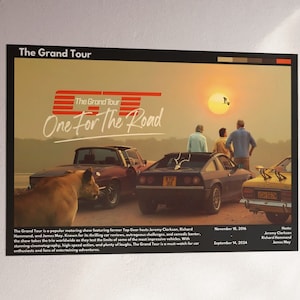 Póster del Grand Tour con los legendarios presentadores Jeremy Clarkson, Richard Hammond, James May, regalo personalizado para amantes de los autos para él SIN MARCO o DIGITAL