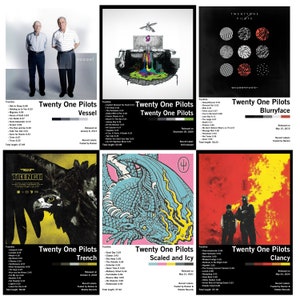 Set di 6 poster al prezzo di 5 per tutti gli album Twenty One Pilots Vessel Blurryface Trench Scaled e Icy Clancy Album poster album personalizzato