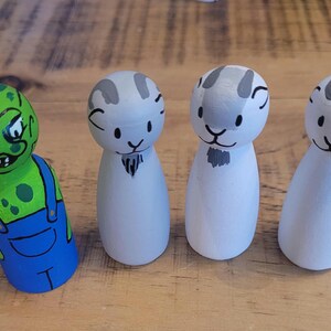 Billy Goats Gruff Story Sack Peg Dolls, Handpainted Wooden Peg Dolls, character peg dolls, custom design peg dolls ava