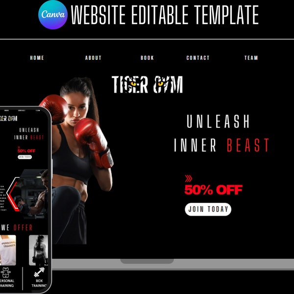 Gym Canva Website Template Etsy