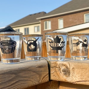 Freedom Convoy Shot Glasses - Set of 4 (2oz), 3 colours available - Proud Canadian, Fringe Minority