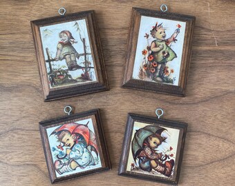 Placas de pared de madera estilo Hummel vintage (juego de 4), Homco Canadá