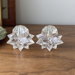 Salero y pimentero Starburst vintage / Plástico transparente estilo atómico / Vajilla moderna de mediados de siglo / Decoración de cocina de la era espacial
