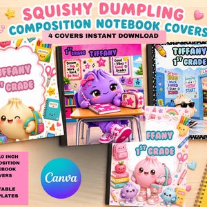 Squishy Dumplings Composition Notebook Covers, Editable template