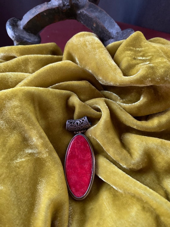 Red onyx and sterling silver pendant from Turkey