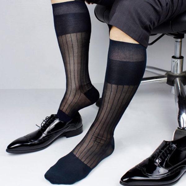 BV Men Sheer OTC Lange Socken, Business Socken, Gerippte Kleidersocken für Männer, Geschenk für Ihn