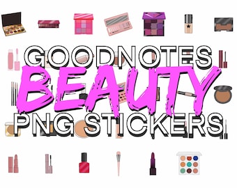 Makeup Digital Stickers Bundle | Beauty Planner Stickers for GoodNotes | Cute Aesthetic Makeup Clipart | Self Care Journal Stickers | PNG Thu