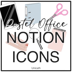 Pastel Office Notion Icons Set – Aesthetic Productivity Icons, Minimal Desk Icons, Digital Planner Icons, Cute Workspace Icons