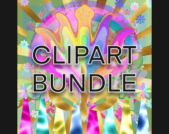 Geometric Floral Clipart PNG Bundle | Mandala Flower Clip Art | Colorful Botanical Elements | Scrapbook clipart | Transparent PNG