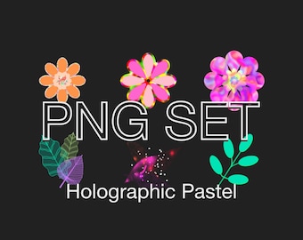 Holographic pastel pngs - trippy glow shapes for digital scrapbooking