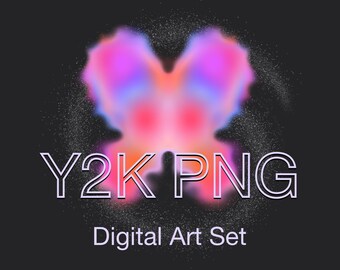 Glow neon png bundle - psychedelic holographic digital art - y2k aesthetic graphics - spiritual background - canva overlay pack