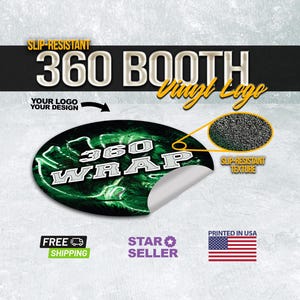 360 Photo Booth Logo - Personalized Vinyl Logo Wrap for your 360 Spinner or 360 Platform | Textured Slip-Resistant Decal