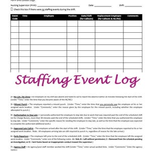 Employee Call Out Log - Etsy