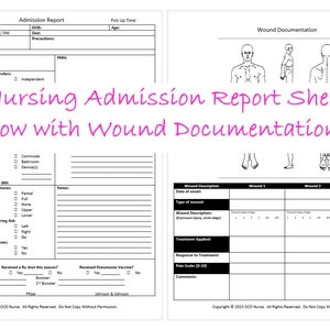 Nursing Admission Report Sheet