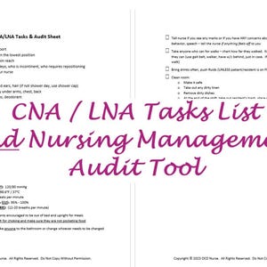 CNA or LNA Task List and Audit Sheet