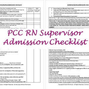PCC Admission / Readmission Checklist for Supervisors