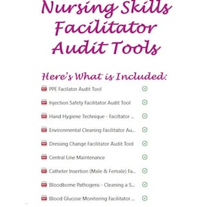 Nursing Fähigkeiten Facilitator Prüfung Werkzeuge (müssen bei Einstellung UND jährlich durchgeführt werden!)