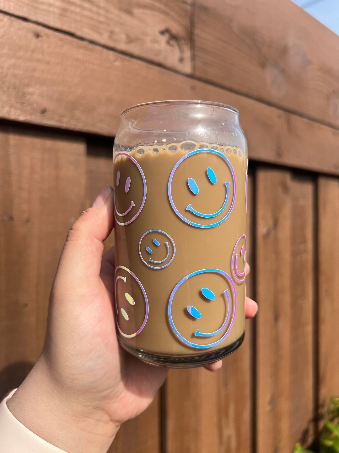Smiley Face Glass Can Happy Face Cup Holographic Smiley Face Cup Smiley