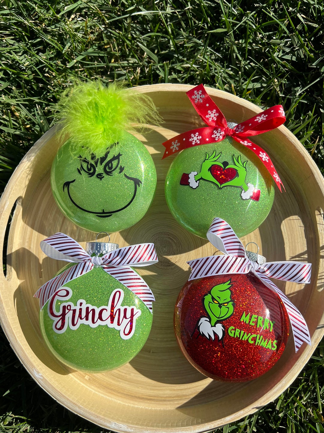 Grinch Theme Ornaments Grinch Ornaments Christmas Ornaments Glitter Ornaments - Etsy